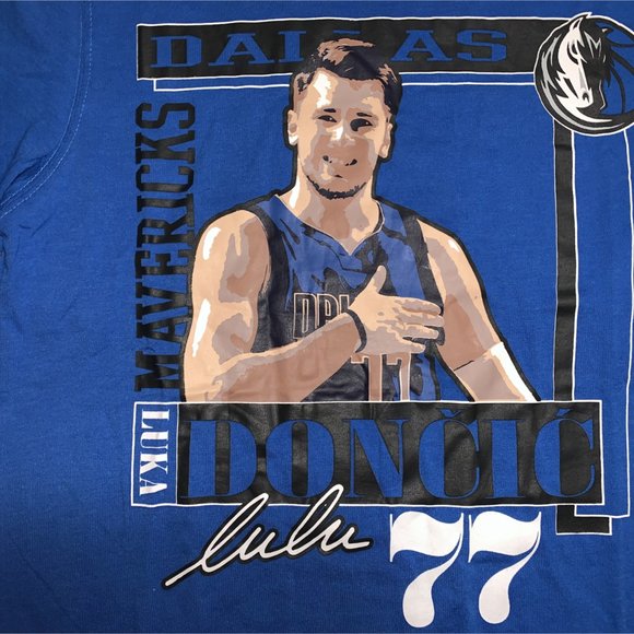 New Mens NBA Tee Dallas Maverick Luka Doncic Blue Sz Small Short Sleeve T-Shirt - Picture 3 of 6